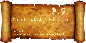 Matriszottó Füzike névjegykártya